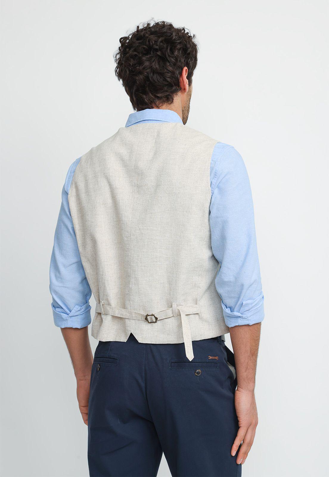 Gilet Hombre Lino Algodón Caden Beige-1