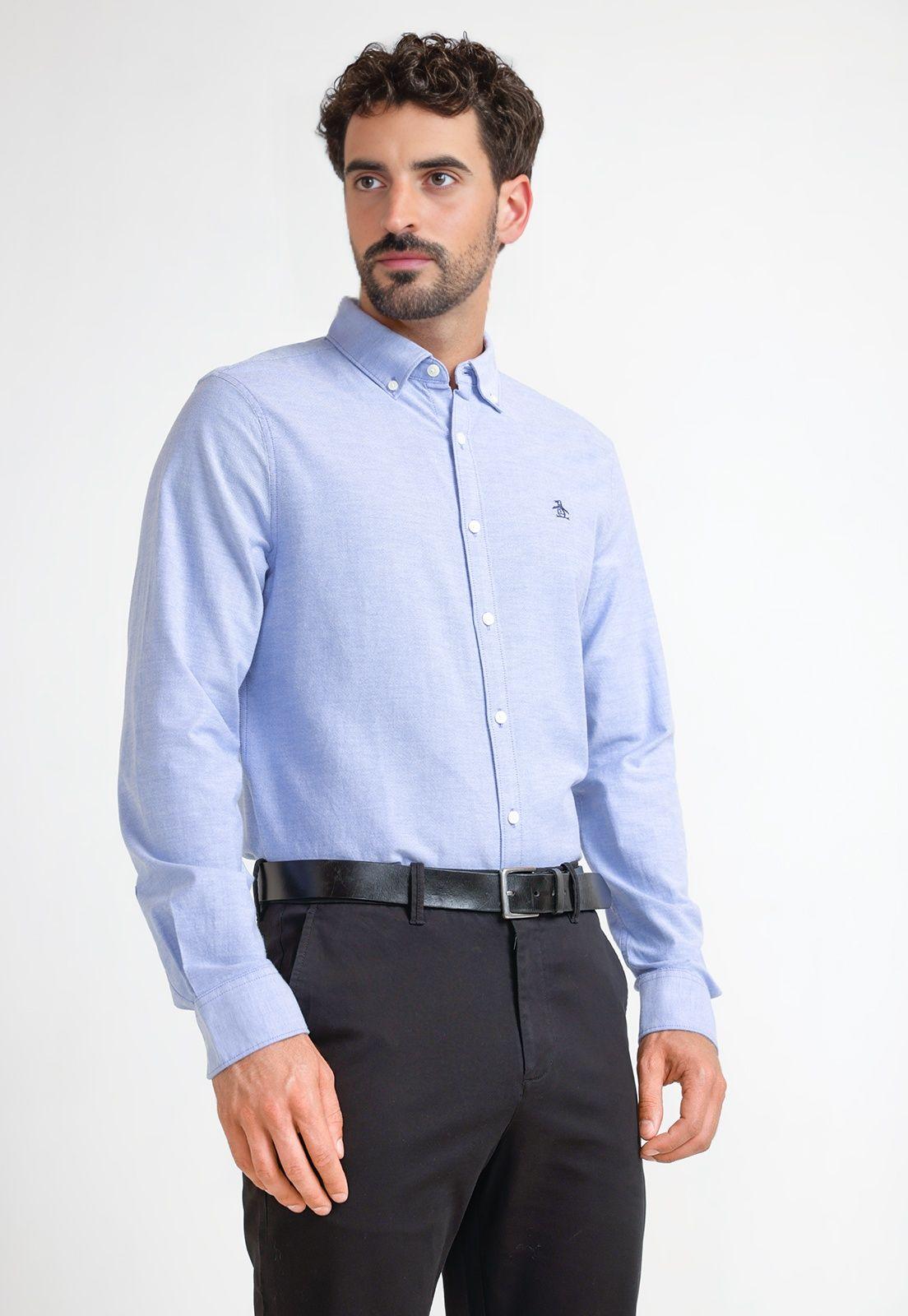 Camisa De Hombre Celeste-0