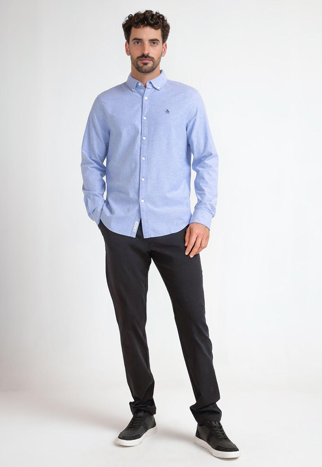 Camisa De Hombre Celeste-3