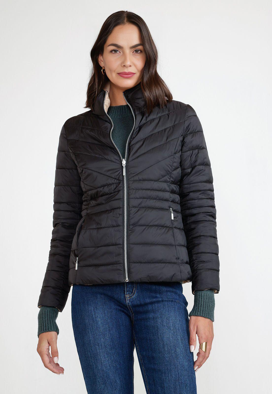 Parka Reversible Mujer Poliéster Negro-0