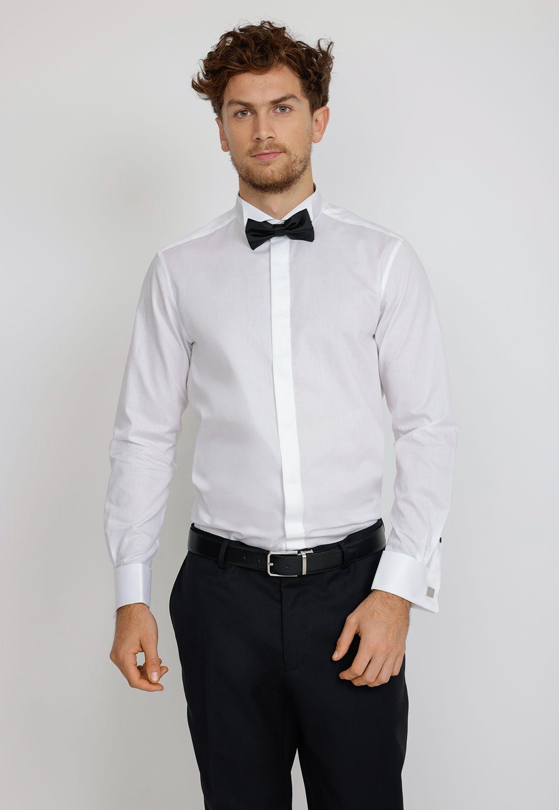 Camisa hombre Formal Slim Fit Luxury Algodón Blanco -0