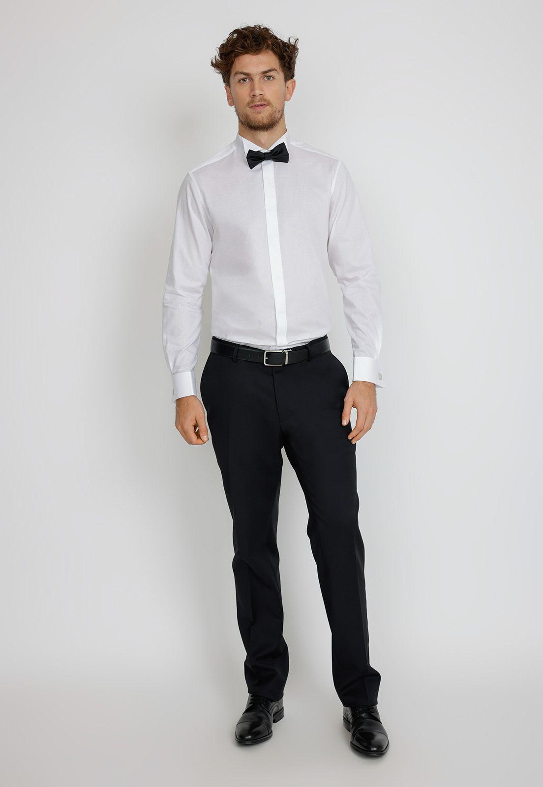 Camisa hombre Formal Slim Fit Luxury Algodón Blanco -3