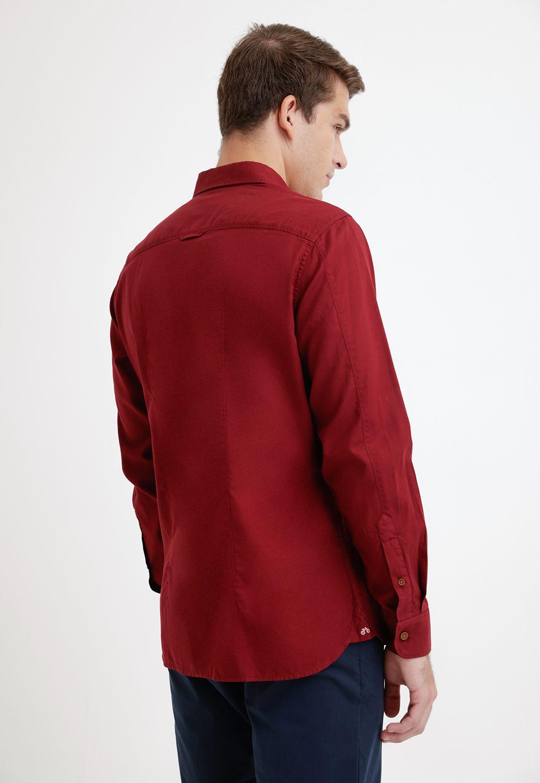Camisa Hombre Algodón Liso Slim Blake Burdeo-1