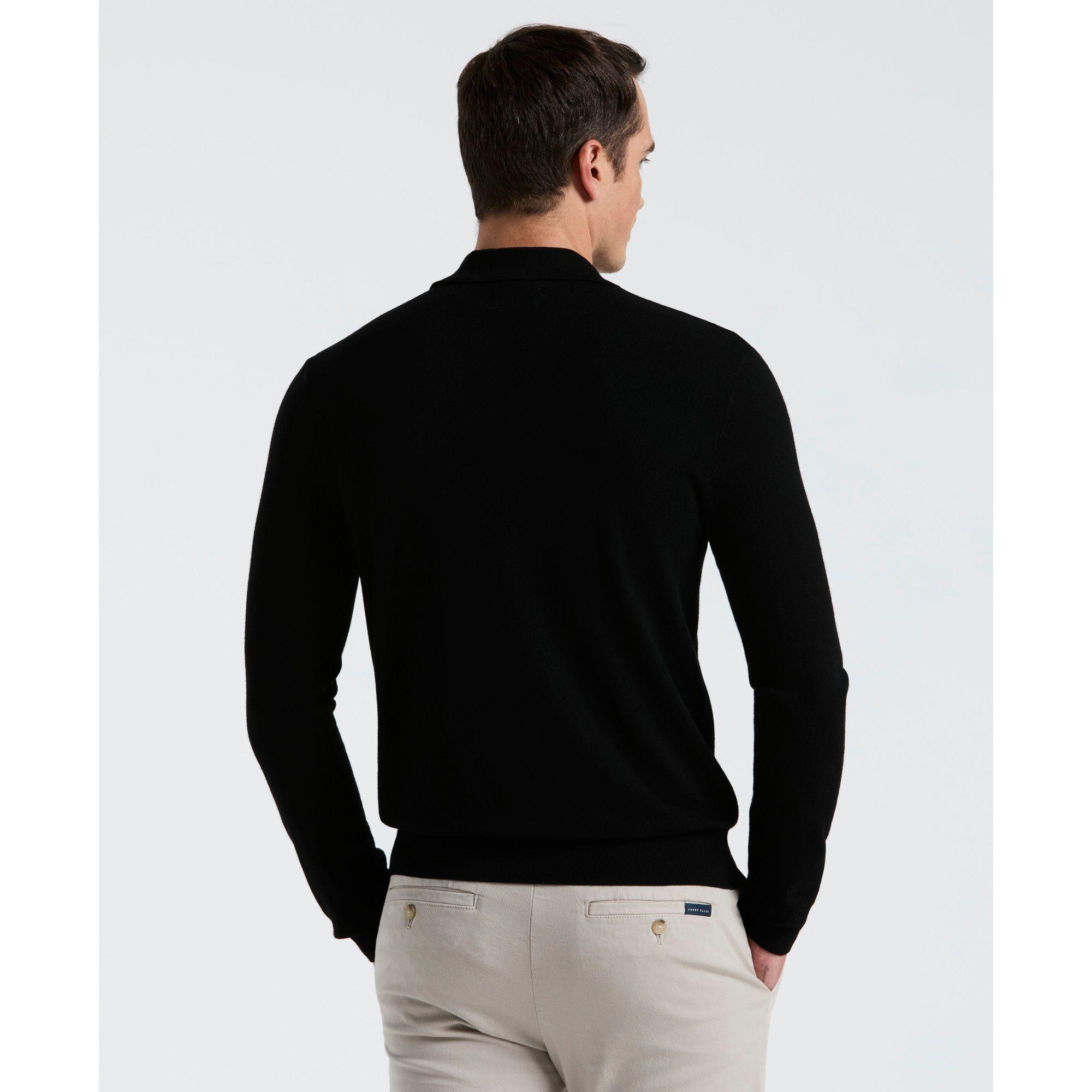Sweater Hombre Cuello Polo Negro-1