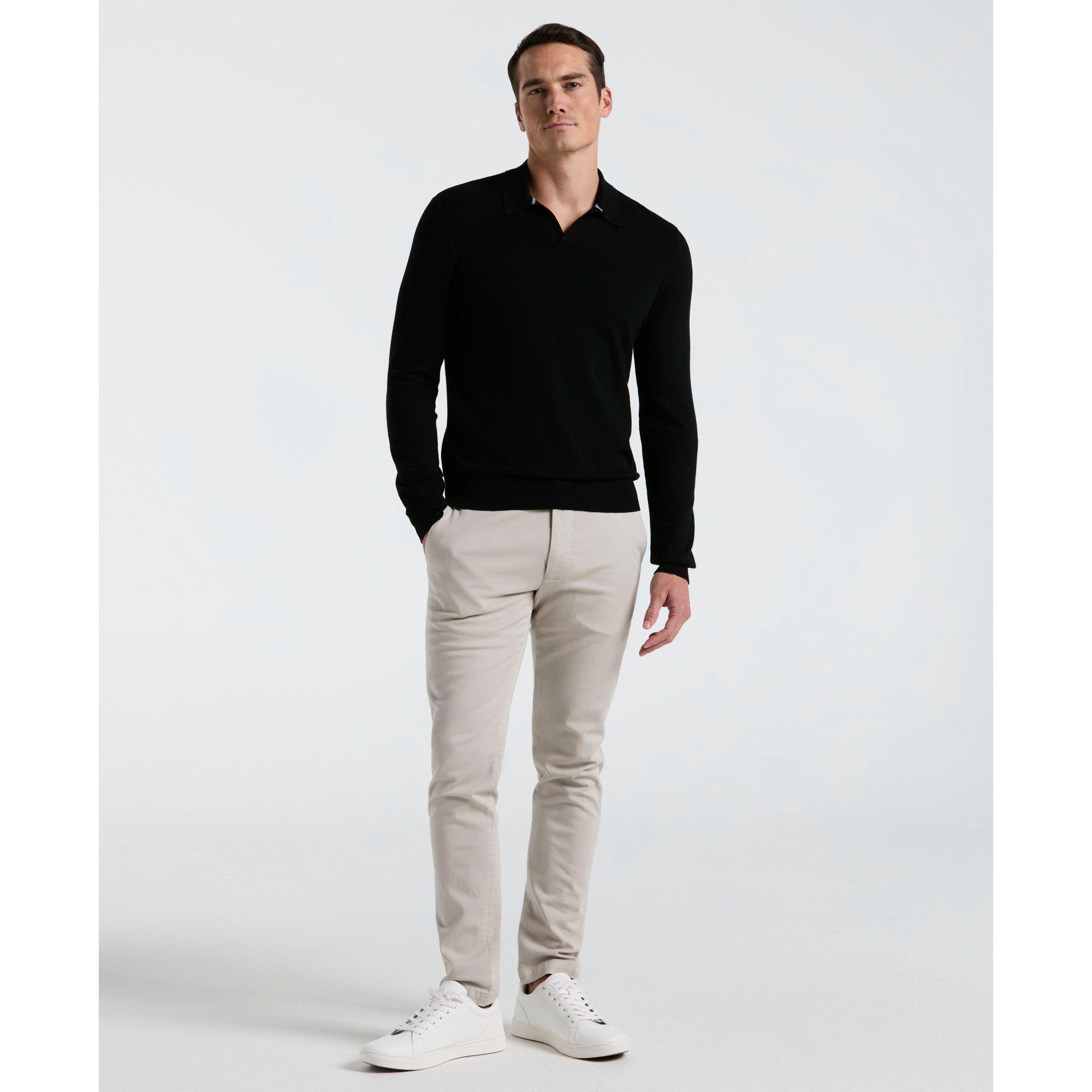 Sweater Hombre Cuello Polo Negro-3