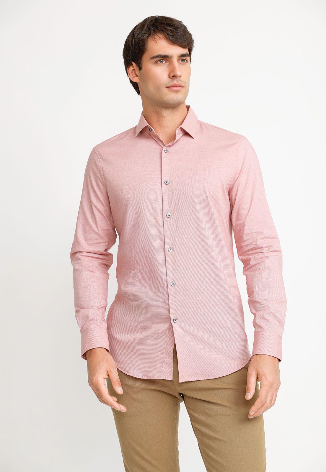 Camisa Hombre Algodón Rosado-3