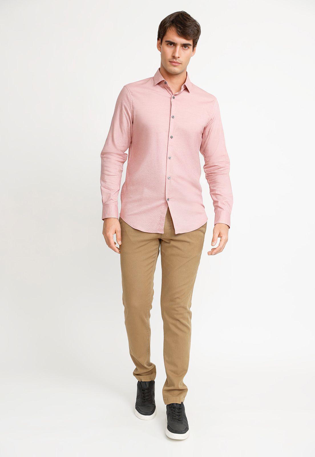Camisa Hombre Algodón Rosado-4
