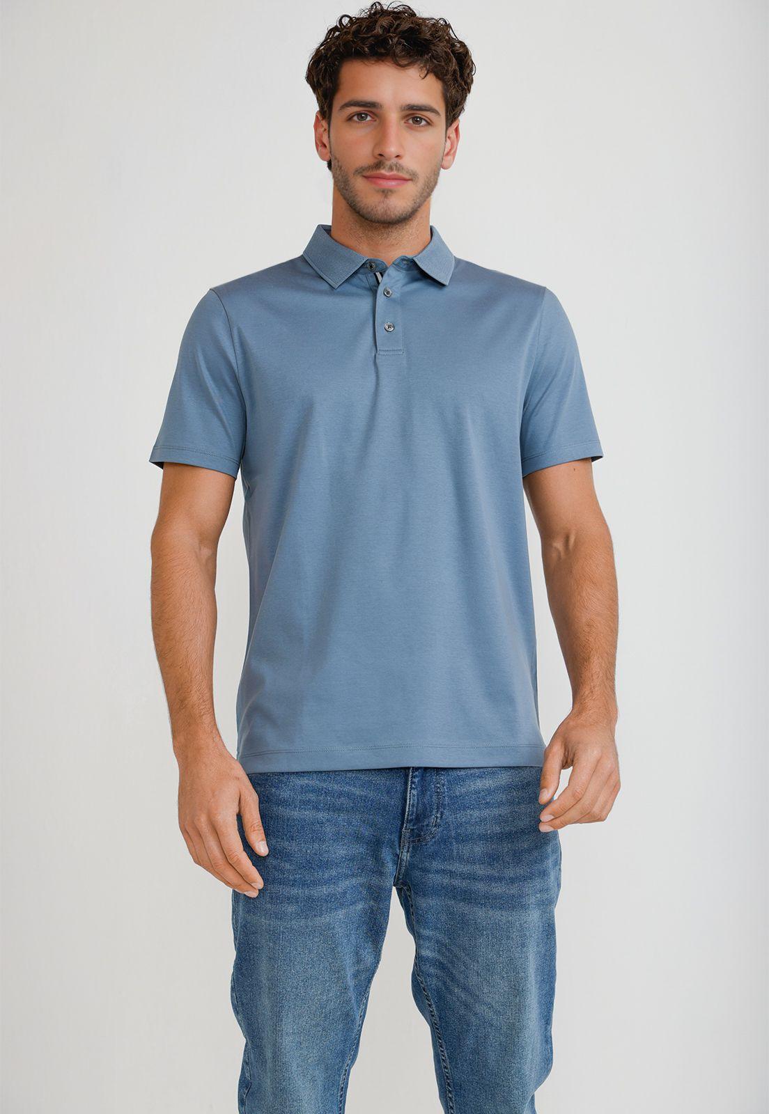 Polera Hombre Polo Manga Corta Azul Piedra-0
