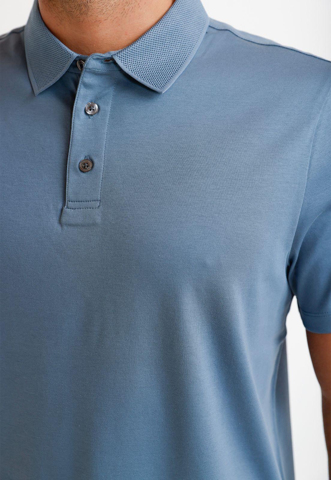 Polera Hombre Polo Manga Corta Azul Piedra-2
