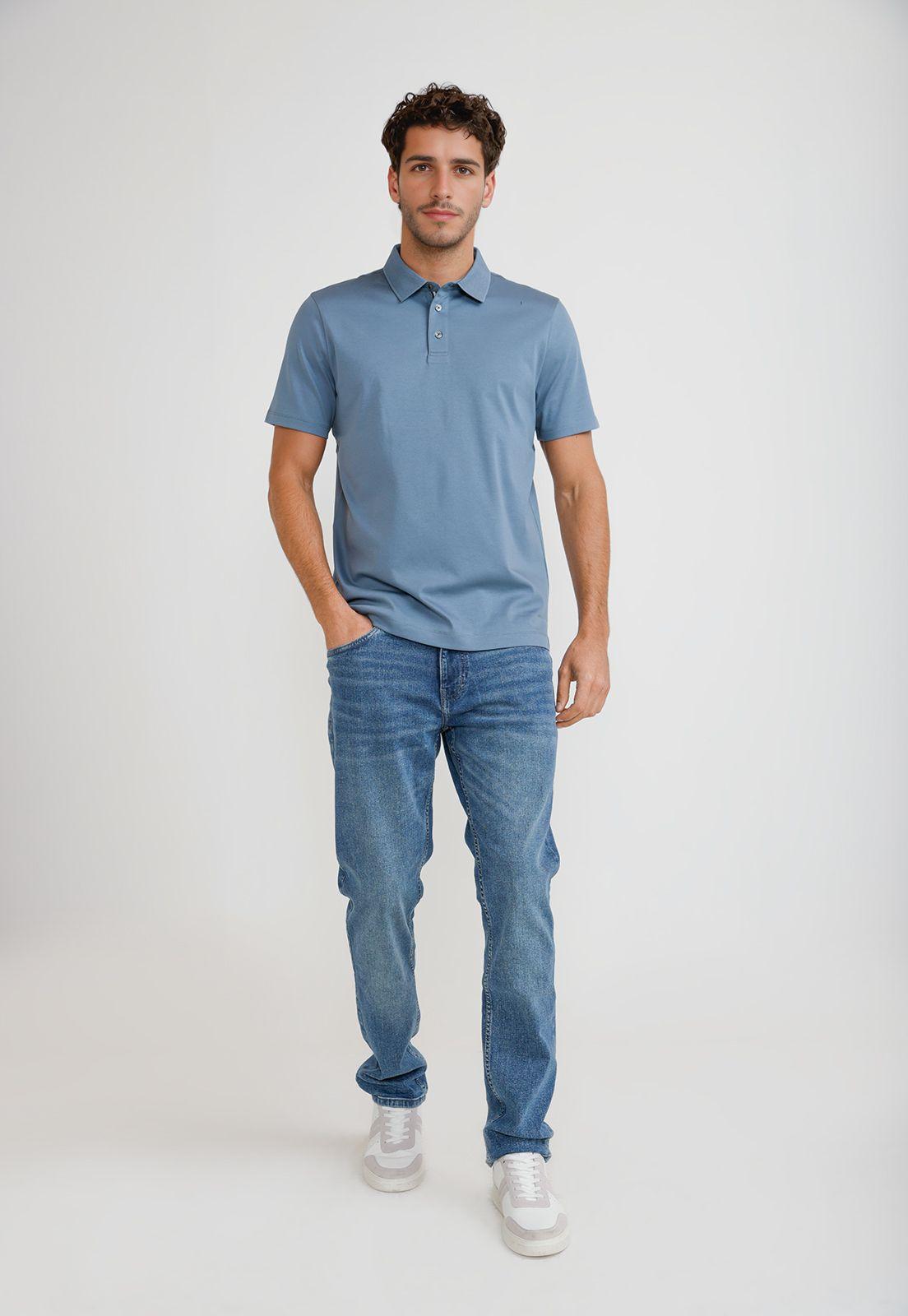 Polera Hombre Polo Manga Corta Azul Piedra-3