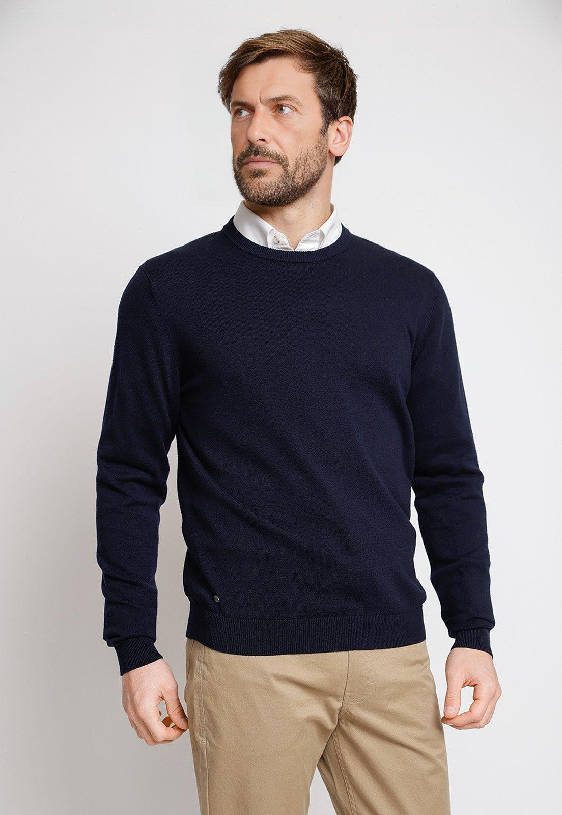 Sweater Hombre Algodón Slim Liso Phelps Azulino-0