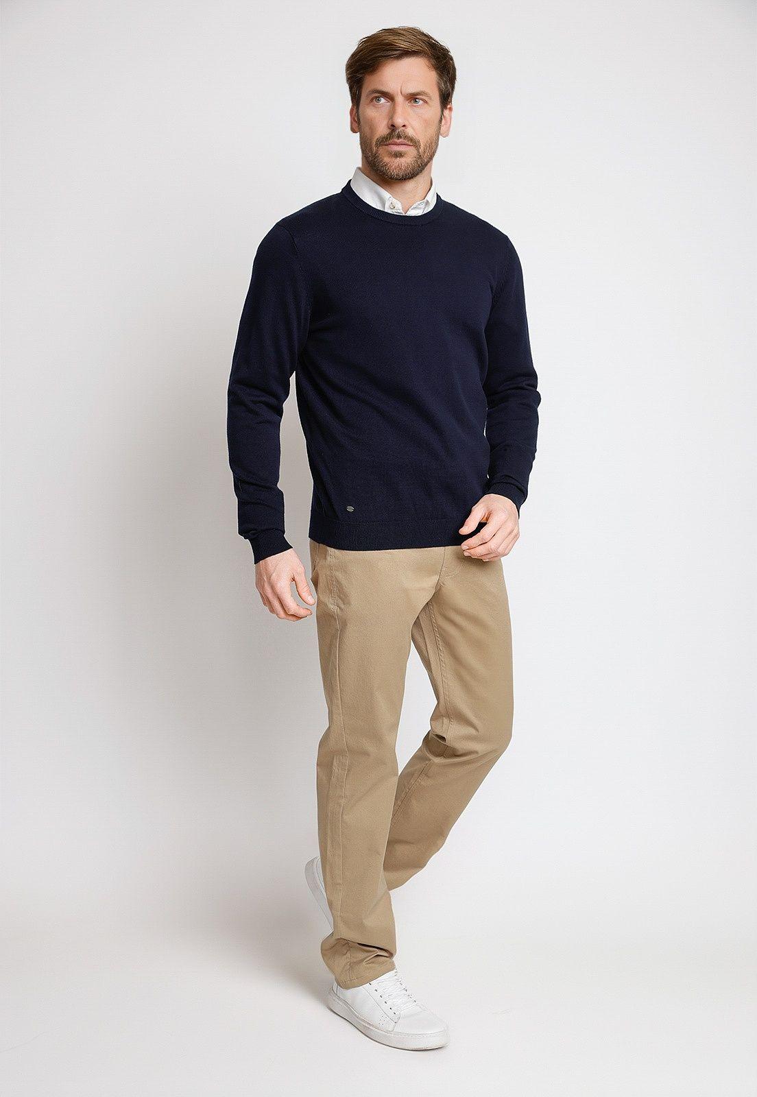 Sweater Hombre Algodón Slim Liso Phelps Azulino-3