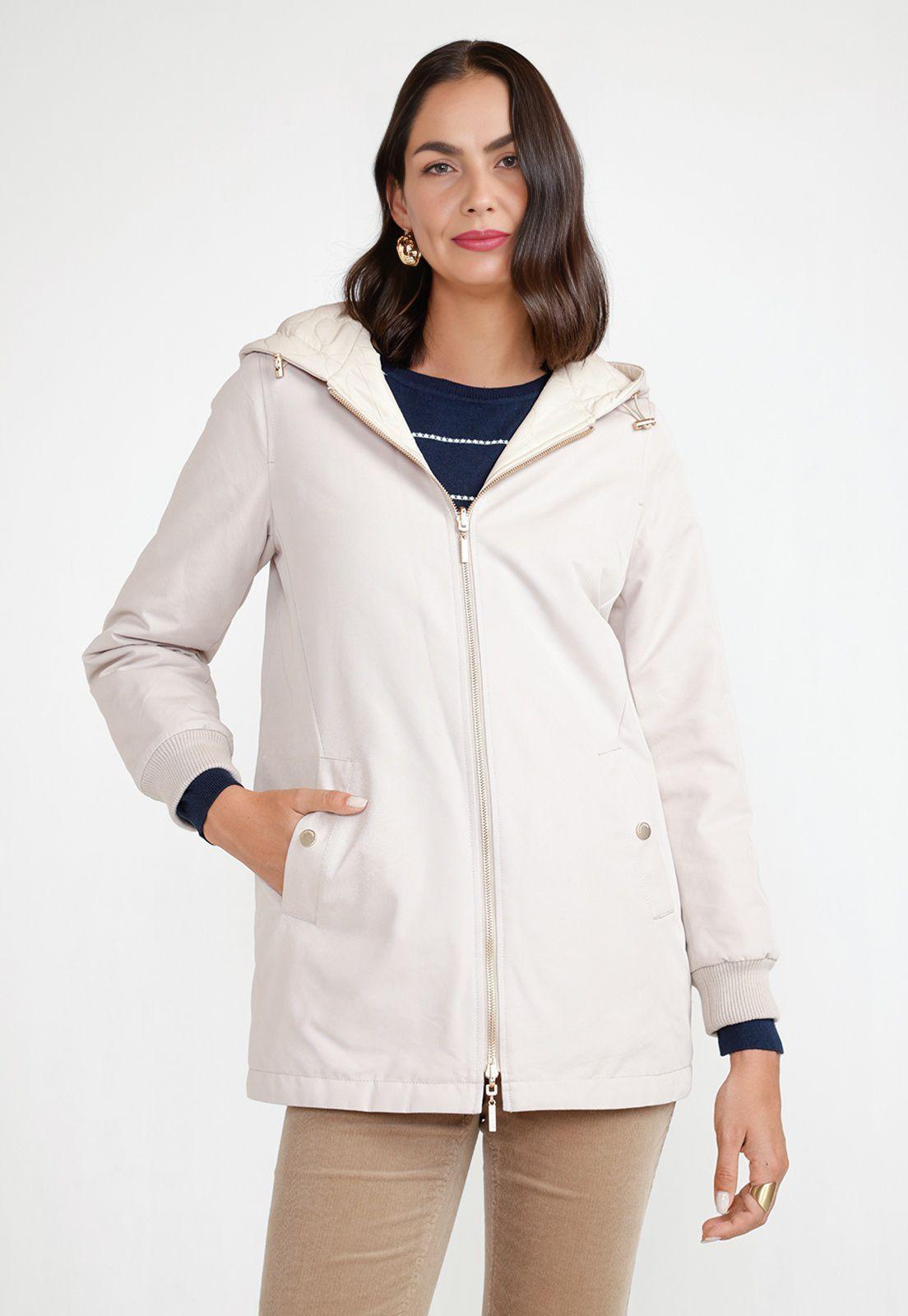 Parka Reversible Mujer Nylon Beige-1