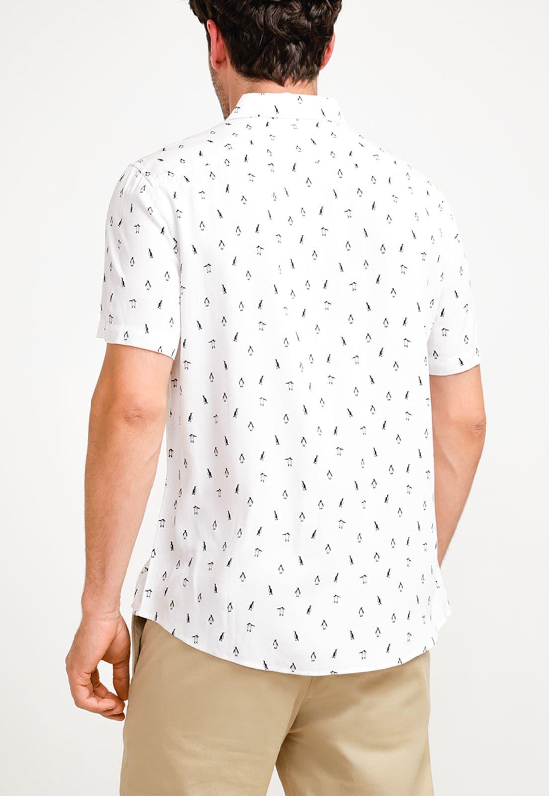 Camisa Hombre Algodón Estampado Blanca-1