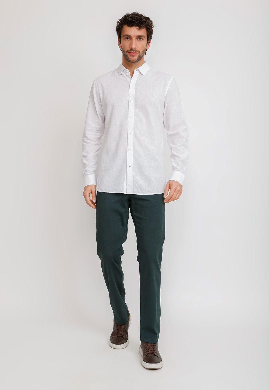 Camisa Lino Algodón Braulio Blanco-5