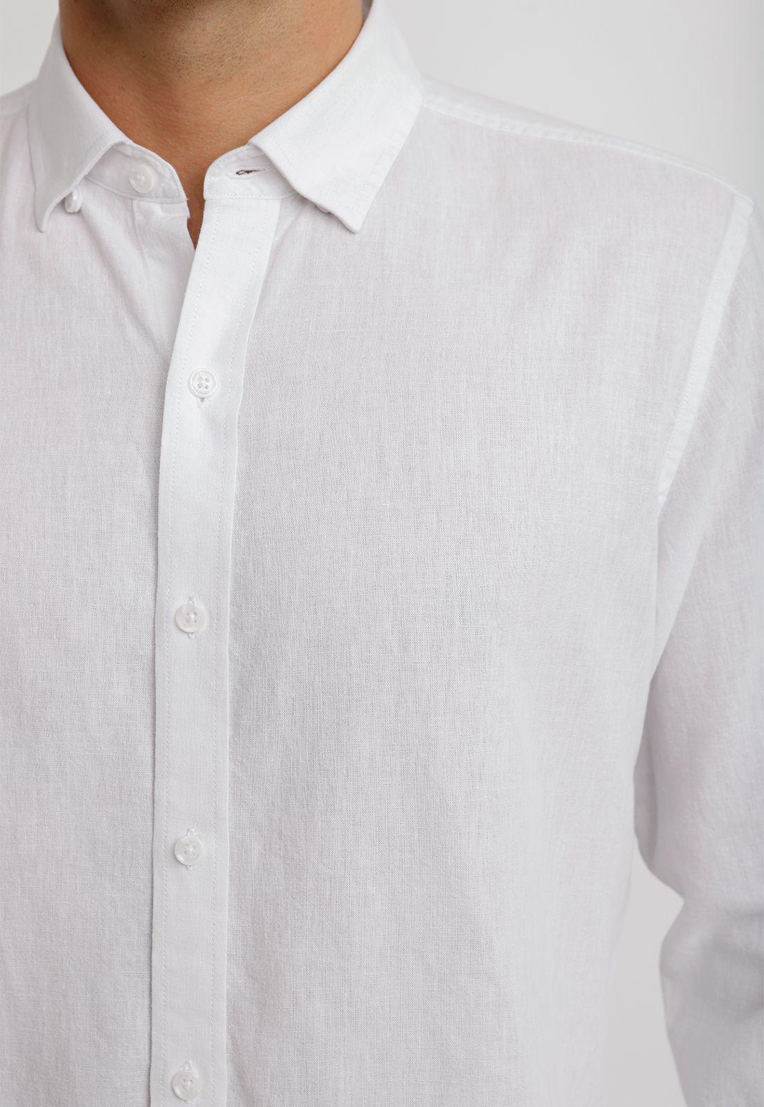 Camisa Lino Algodón Braulio Blanco-6