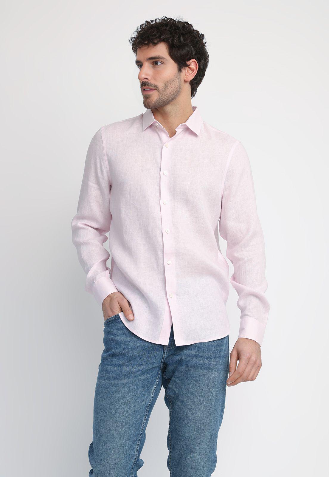 Camisa Hombre Lino Rosado 4KSW7056-0