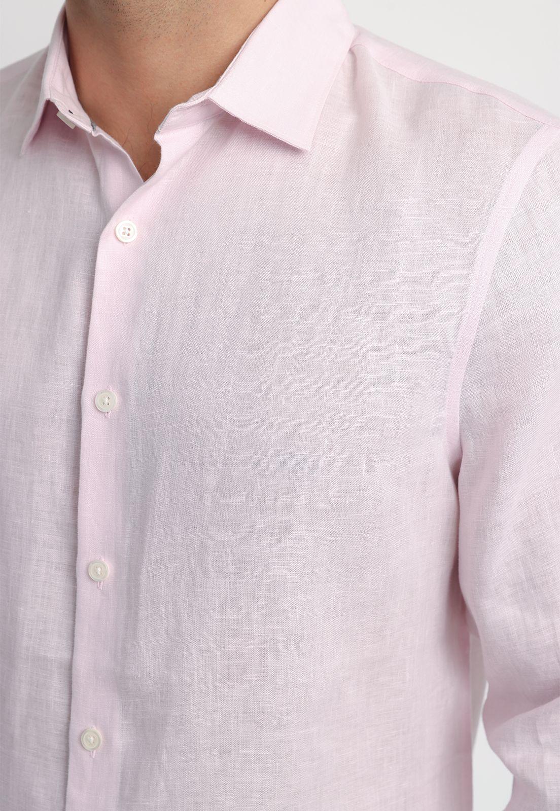 Camisa Hombre Lino Rosado 4KSW7056-2