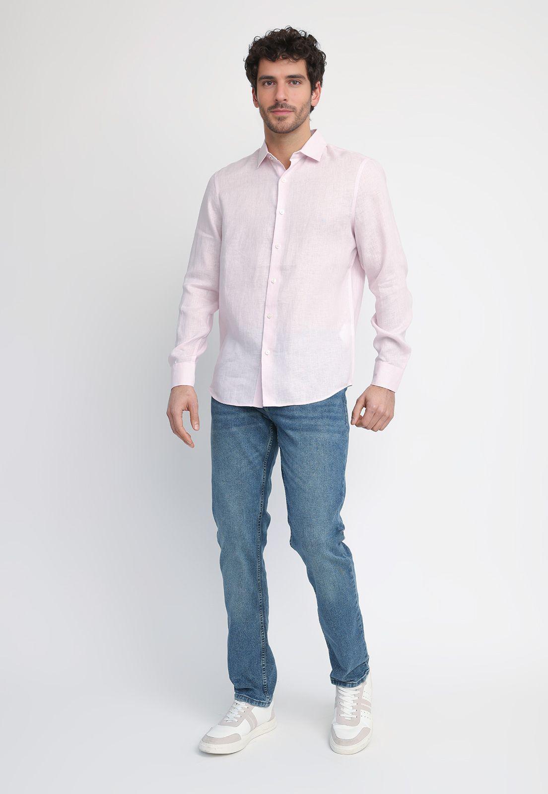 Camisa Hombre Lino Rosado 4KSW7056-3