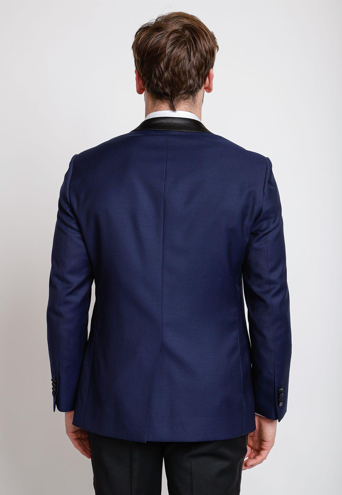 Chaqueta Formal Hombre Lana S100'S Liso Slim Smoking Azul-1