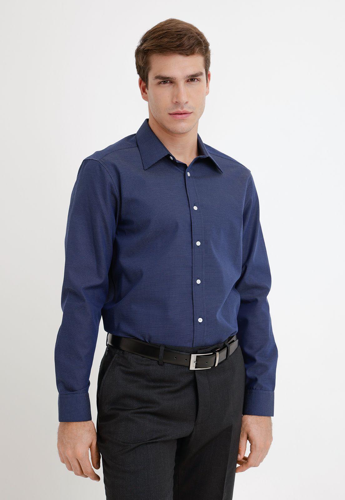 Camisa Formal Hombre azul marino-0