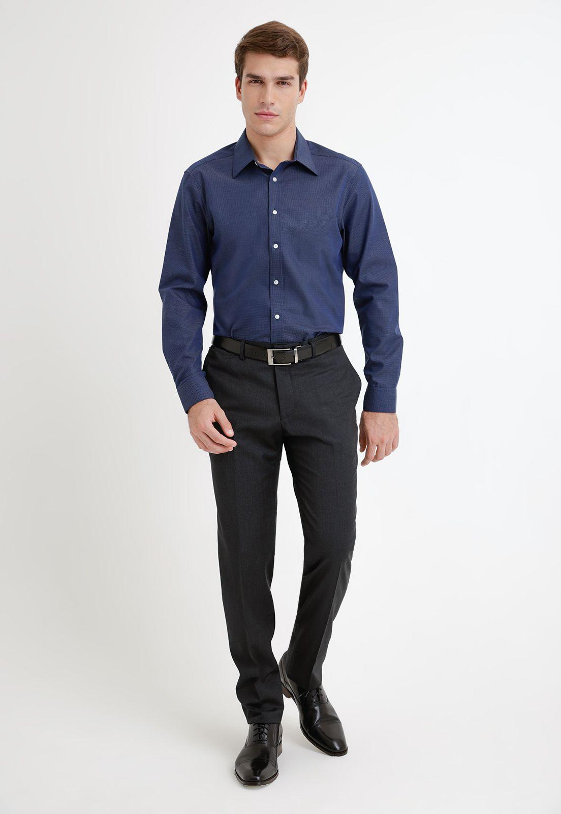 Camisa Formal Hombre azul marino-3