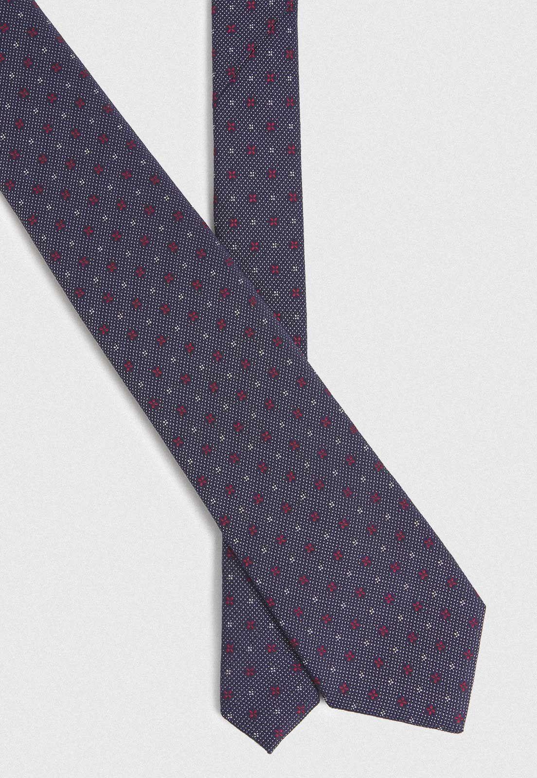 Corbata Formal Hombre Mezcla Seda Algodón Diseño Travel Azul Marino-0