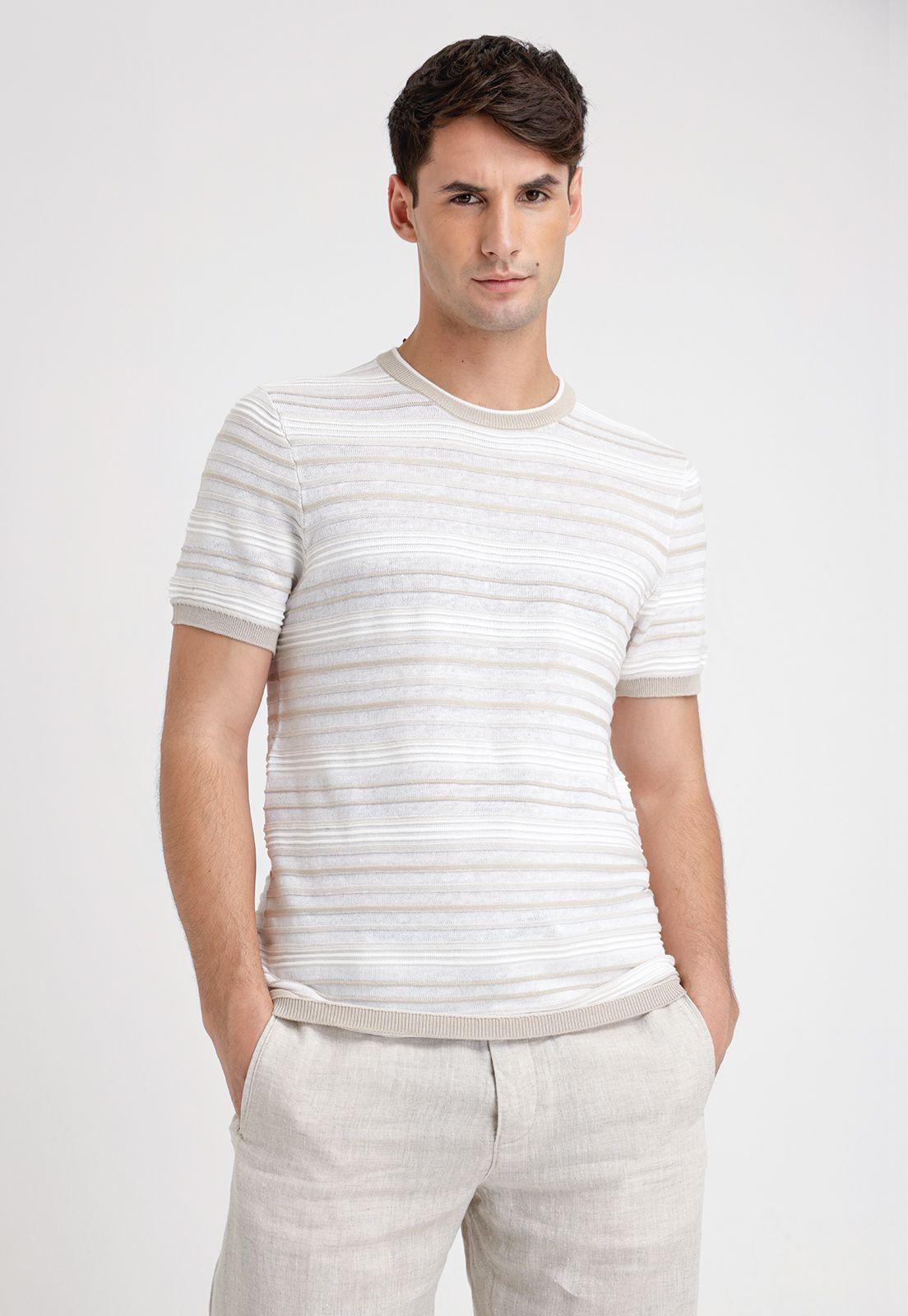 Polera Hombre Manga Corta Knit Beige-0