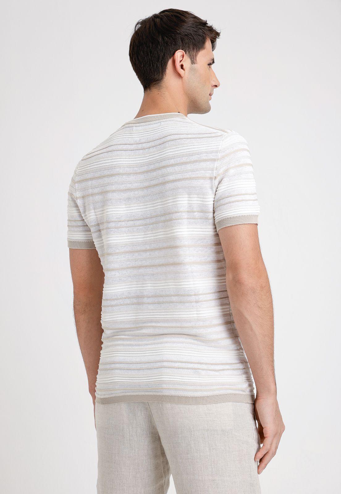 Polera Hombre Manga Corta Knit Beige-1