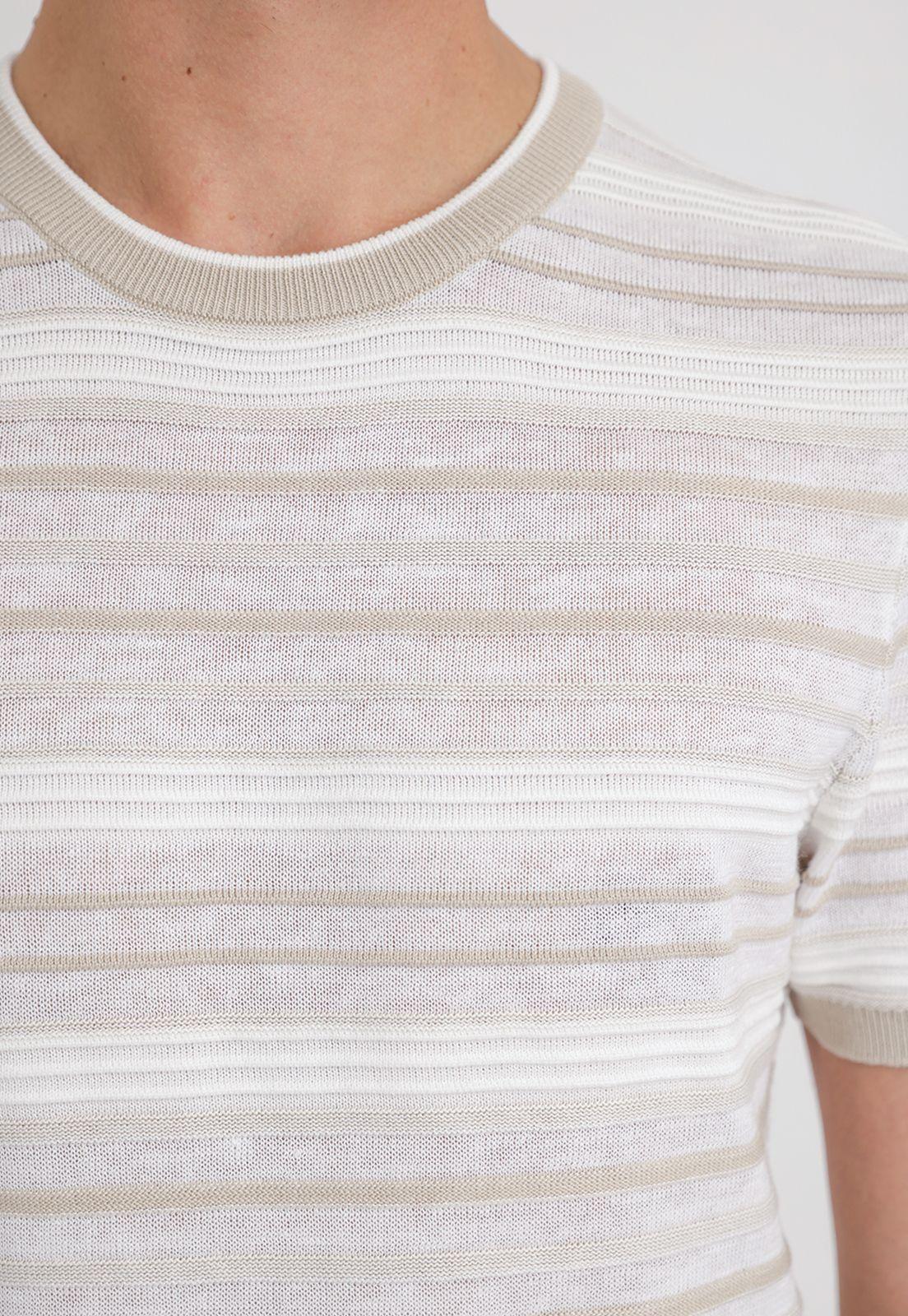 Polera Hombre Manga Corta Knit Beige-2
