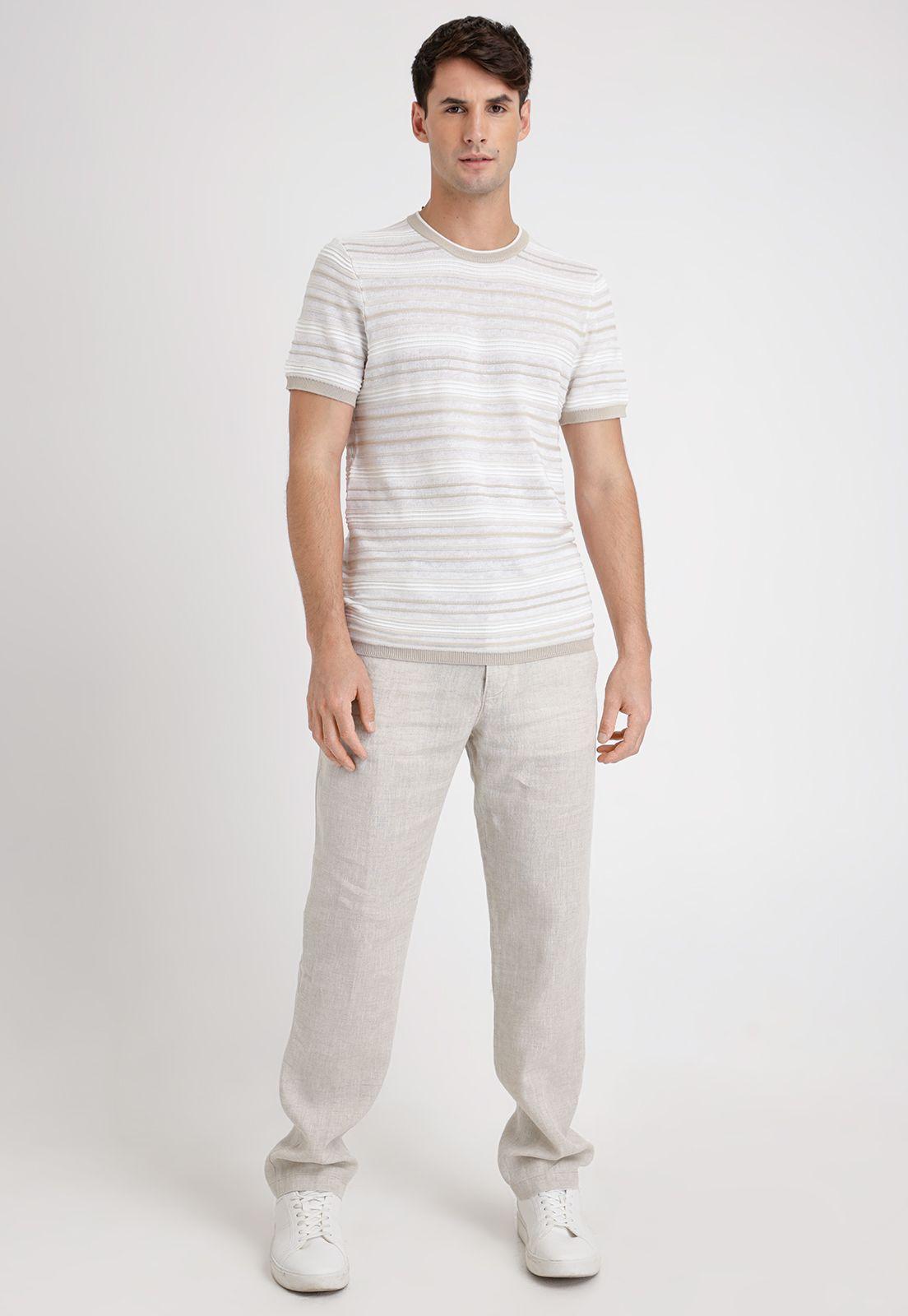 Polera Hombre Manga Corta Knit Beige-3