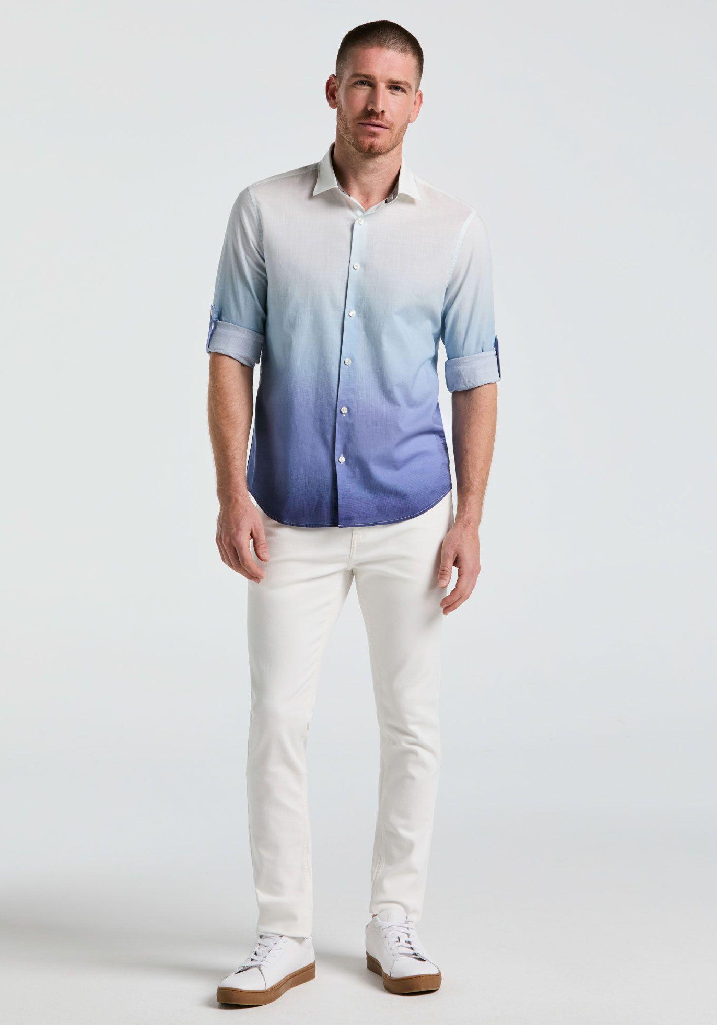 Camisa Hombre Algodón Azul 4KSW7009-2