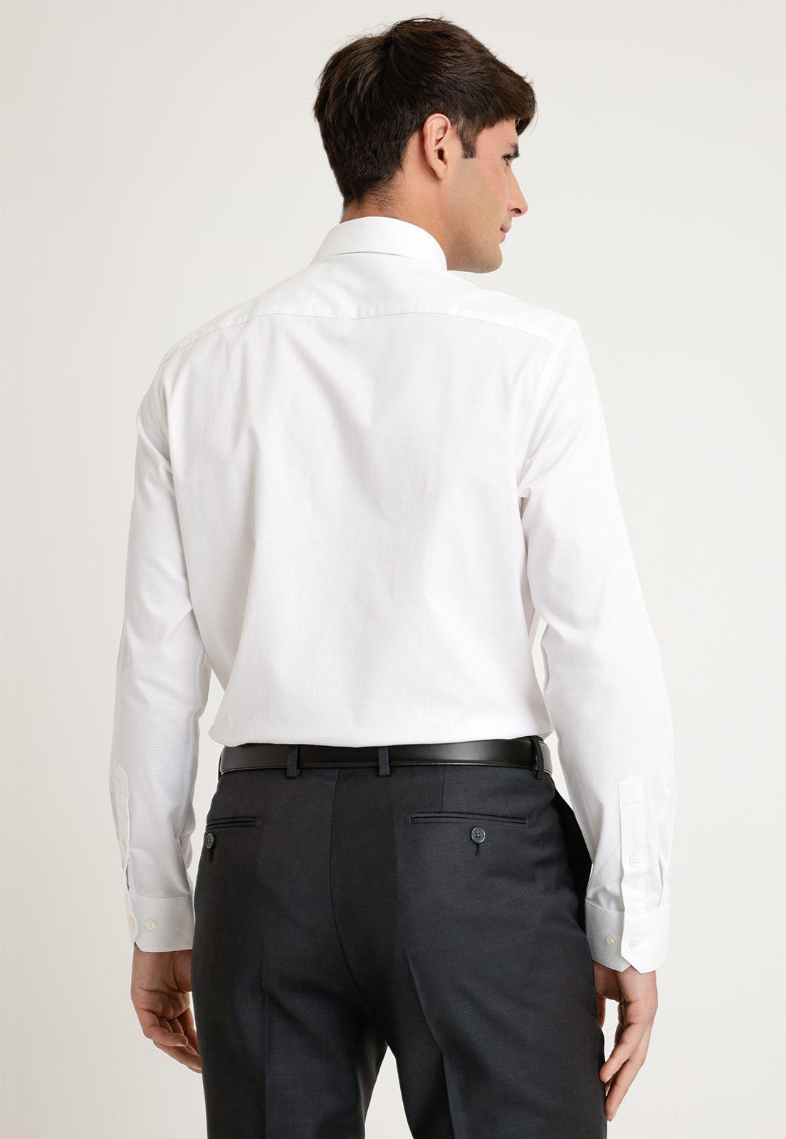 Camisa Hombre Formal Stretch Dobby Blanco-1