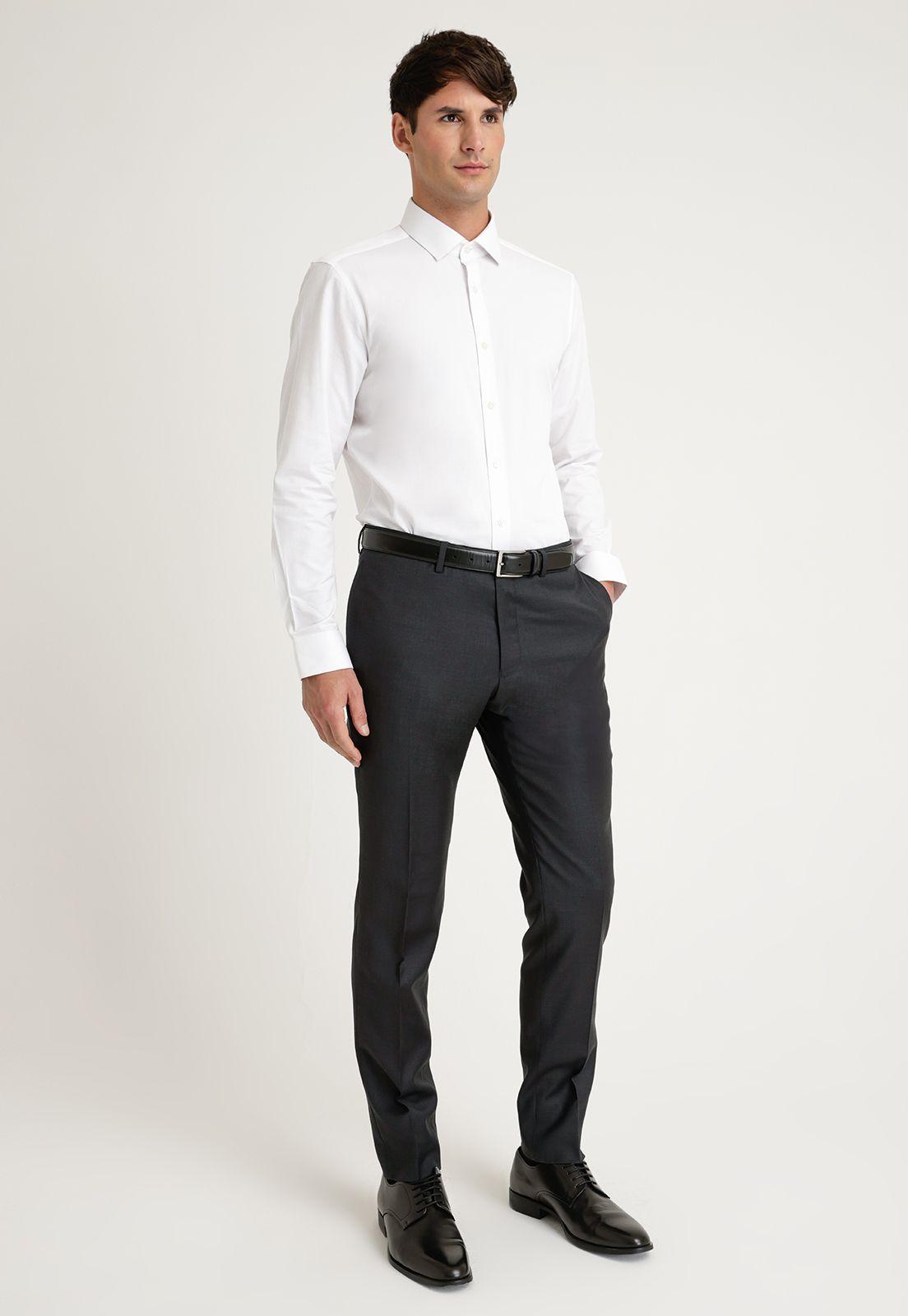 Camisa Hombre Formal Stretch Dobby Blanco-3