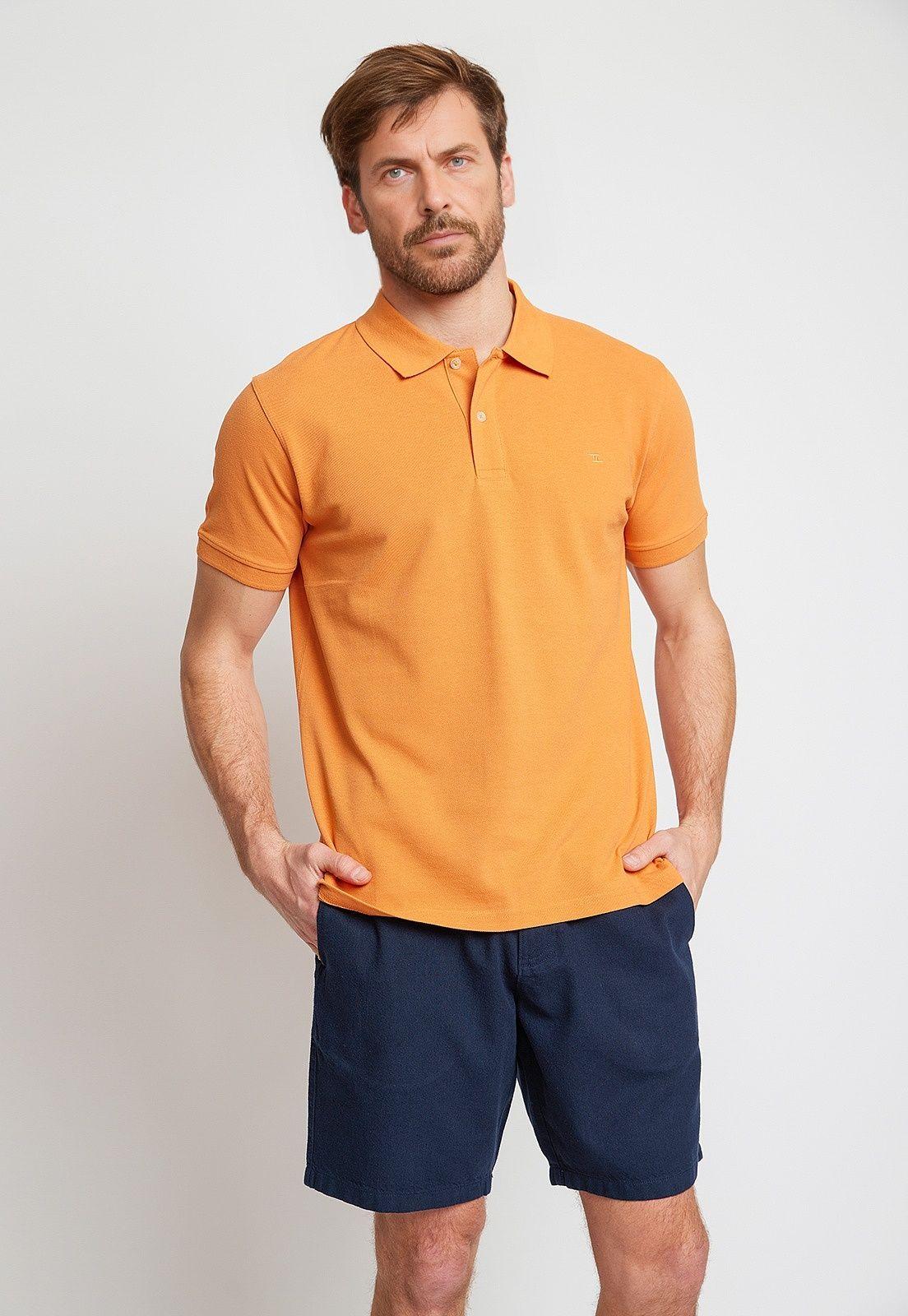 Polera Hombre Algodón Polo Regular Marini Naranjo-0