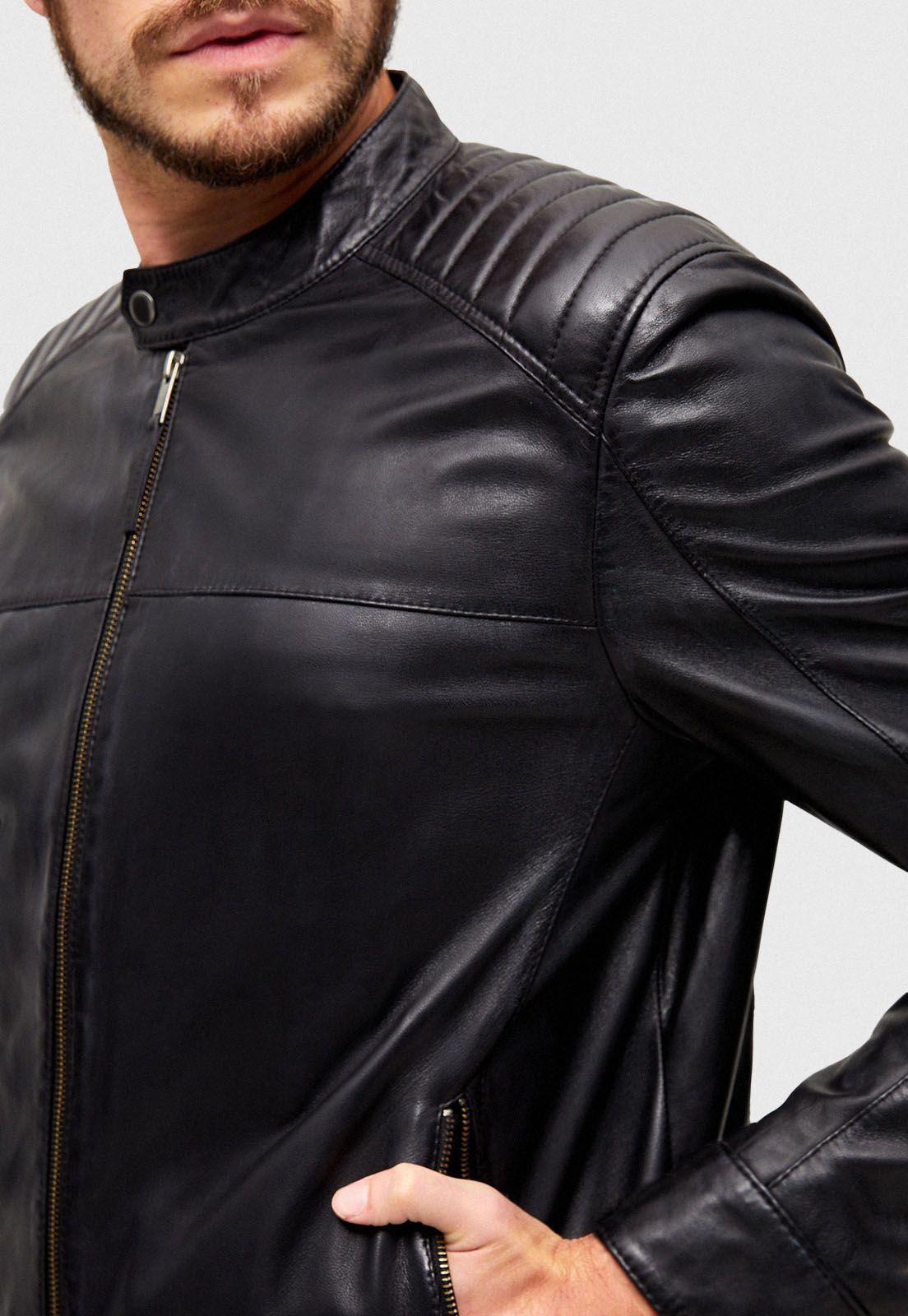 Chaqueta de Cuero Bolt Negra-2