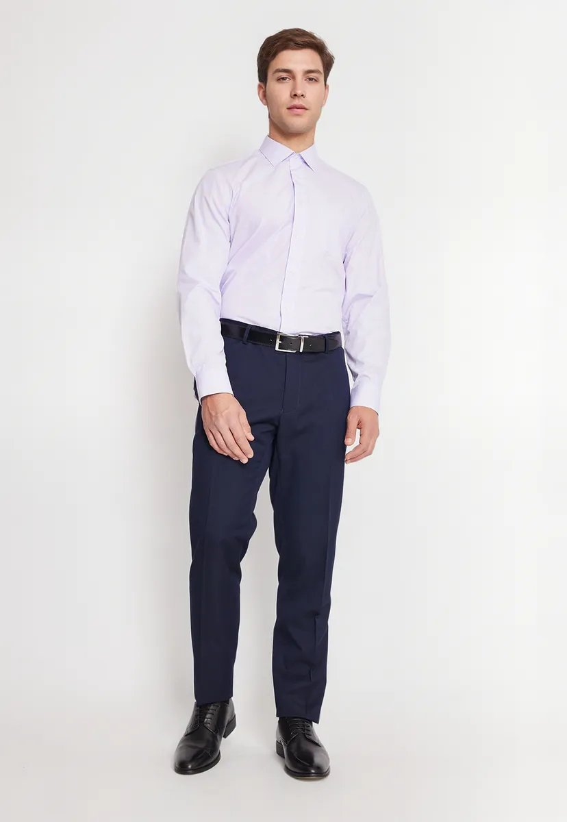 Camisa Formal Básica Lisa Regular Poplin Lila-4