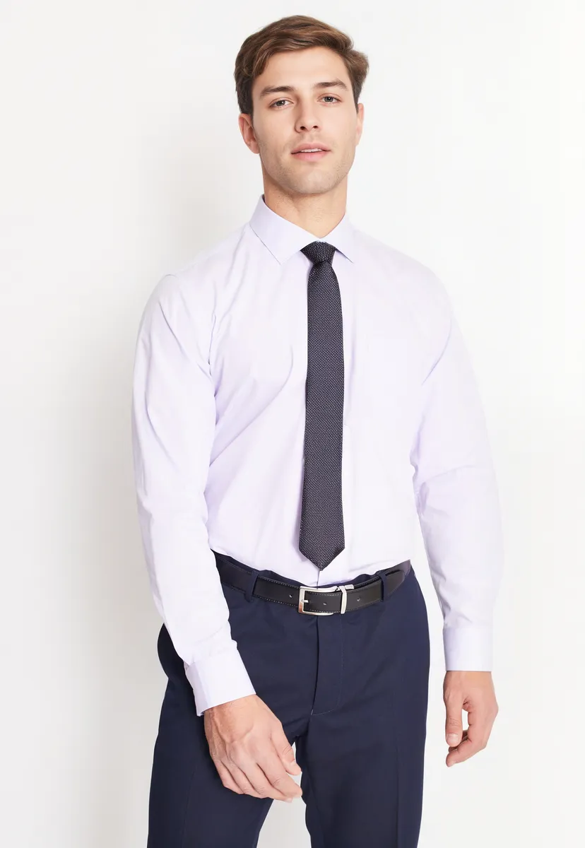 Camisa Formal Básica Lisa Regular Poplin Lila-0