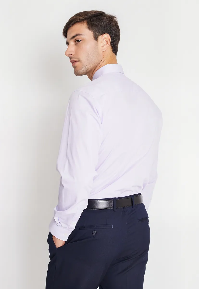 Camisa Formal Básica Lisa Regular Poplin Lila-1