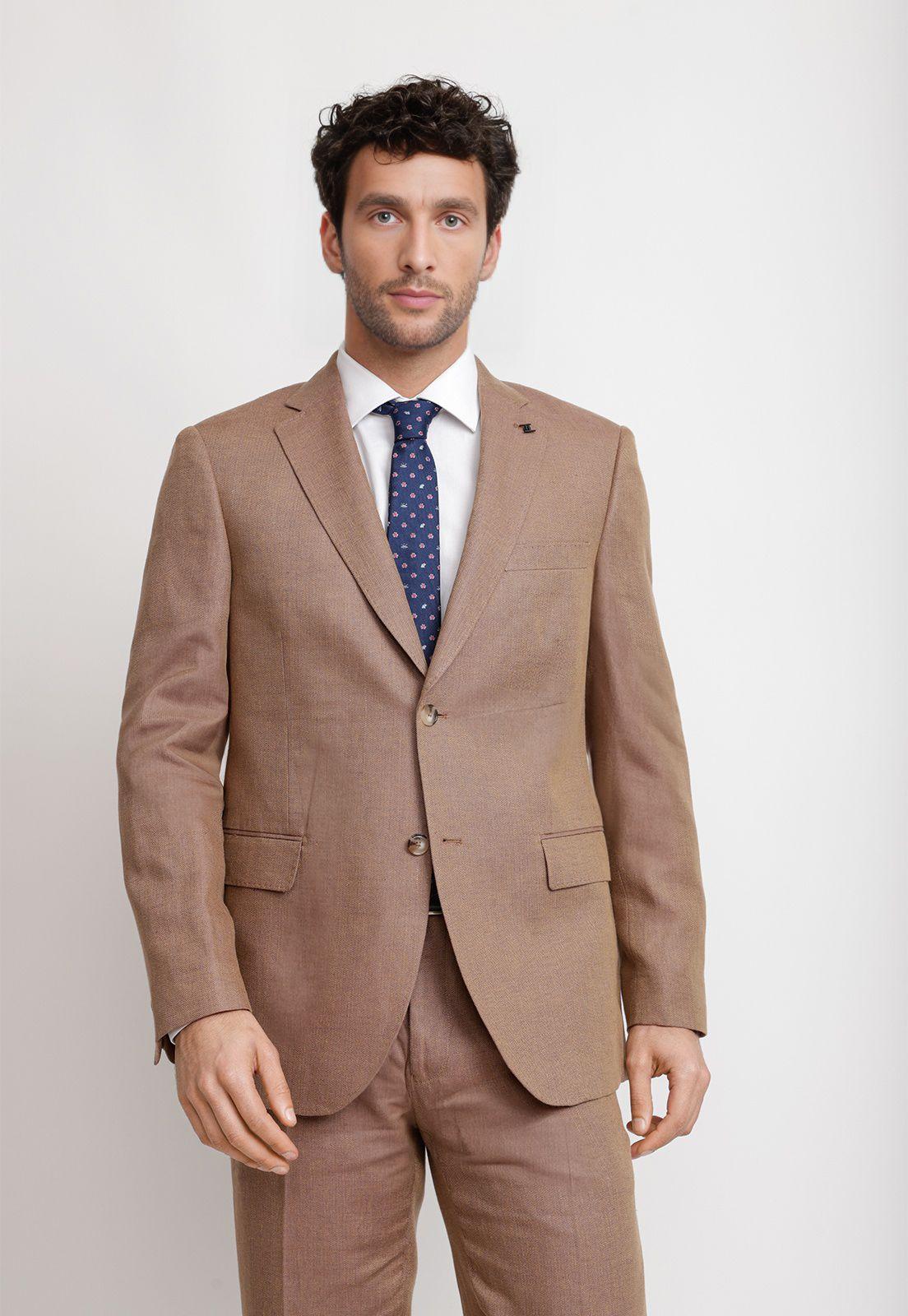 Chaqueta Hombre Formal Lino Mix&Color Café-0