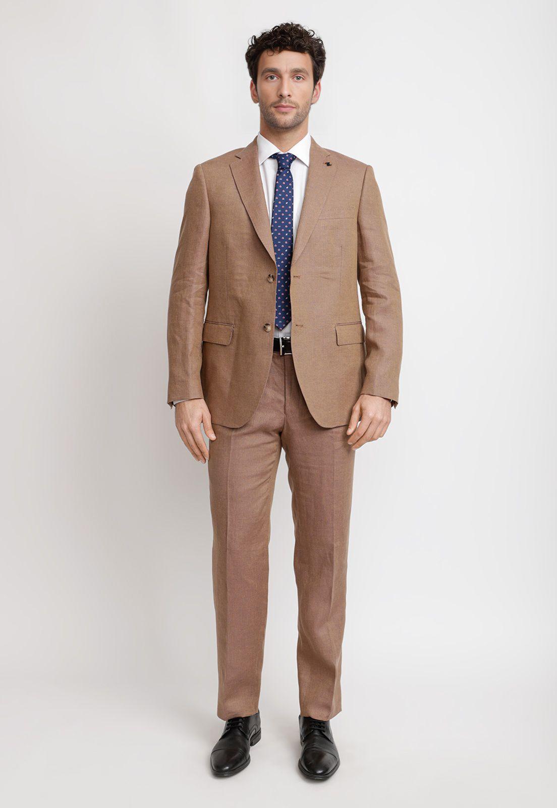 Chaqueta Hombre Formal Lino Mix&Color Café-3