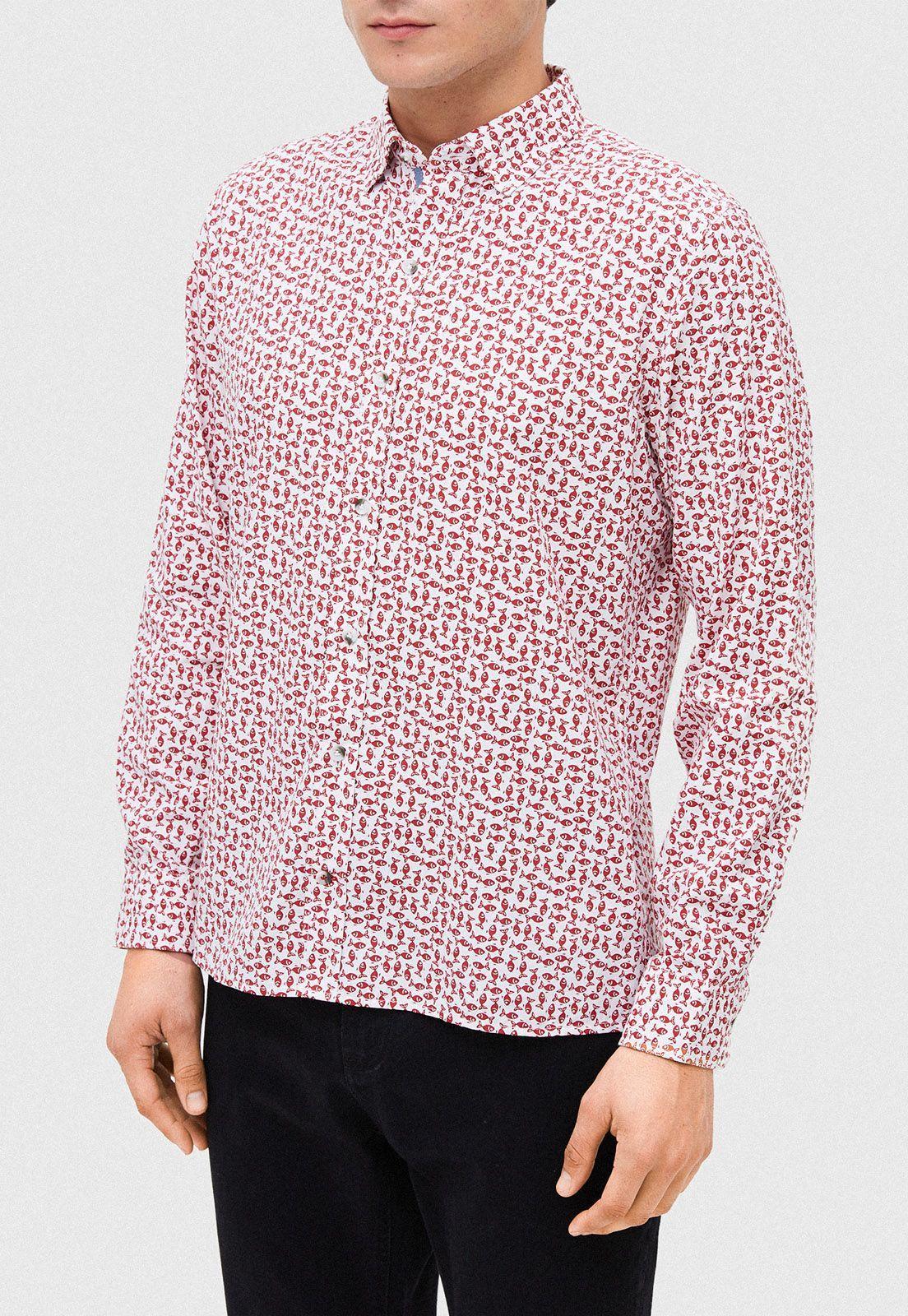 Camisa.Casual,River. Fish Blanco.Rojo-1