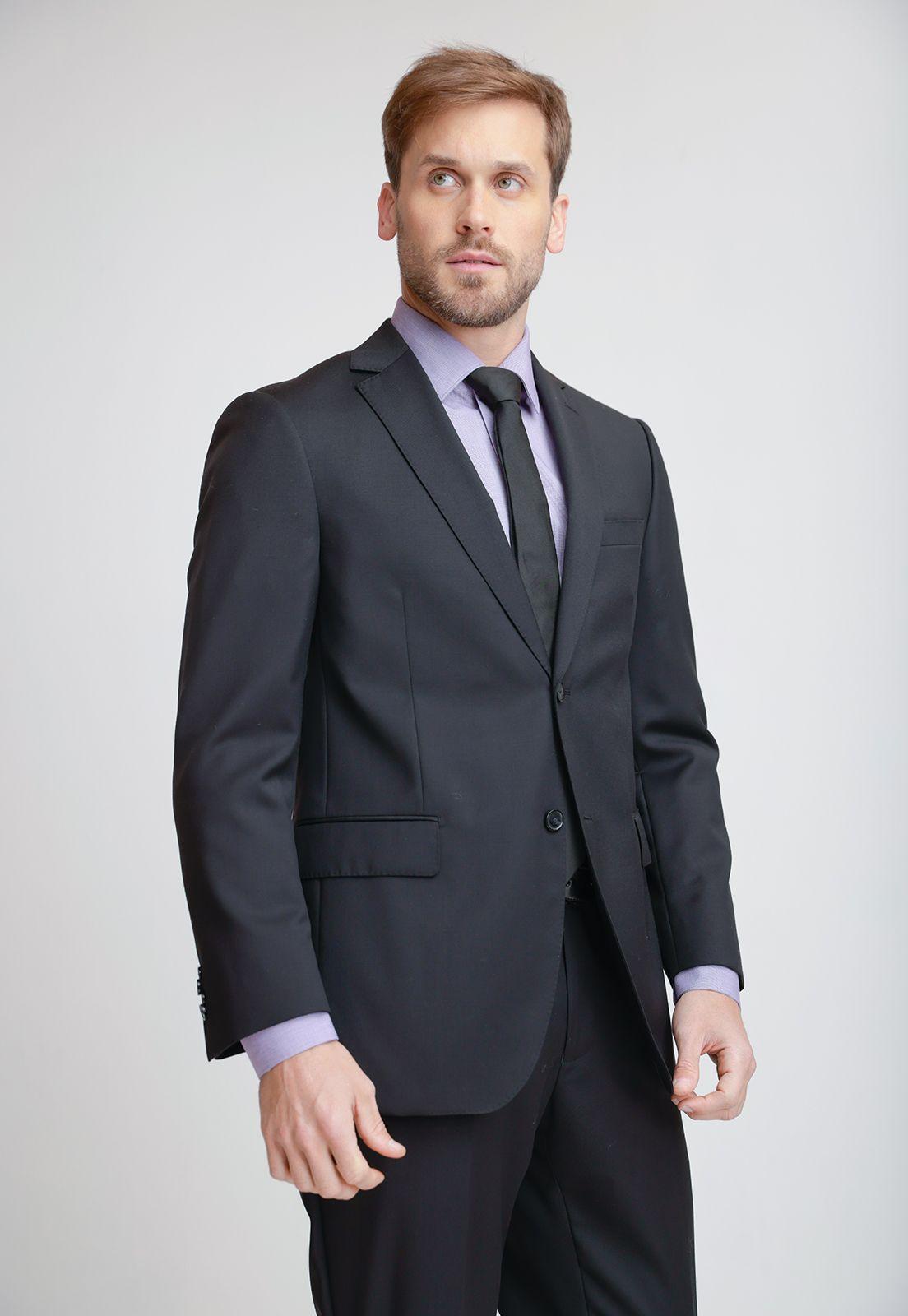 Chaqueta Formal Hombre Lana S100'S Liso Regular Mix&Color Negro-0