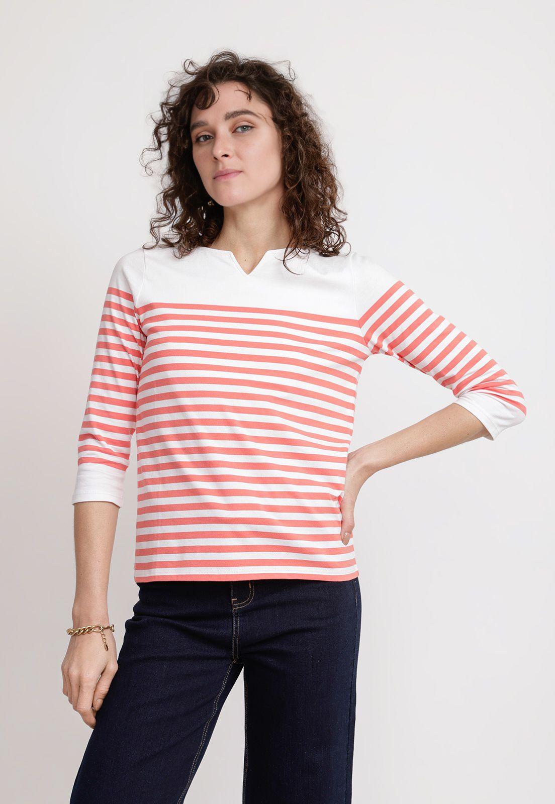 Polera Mujer Málaga Algodón Peruano Coral-0