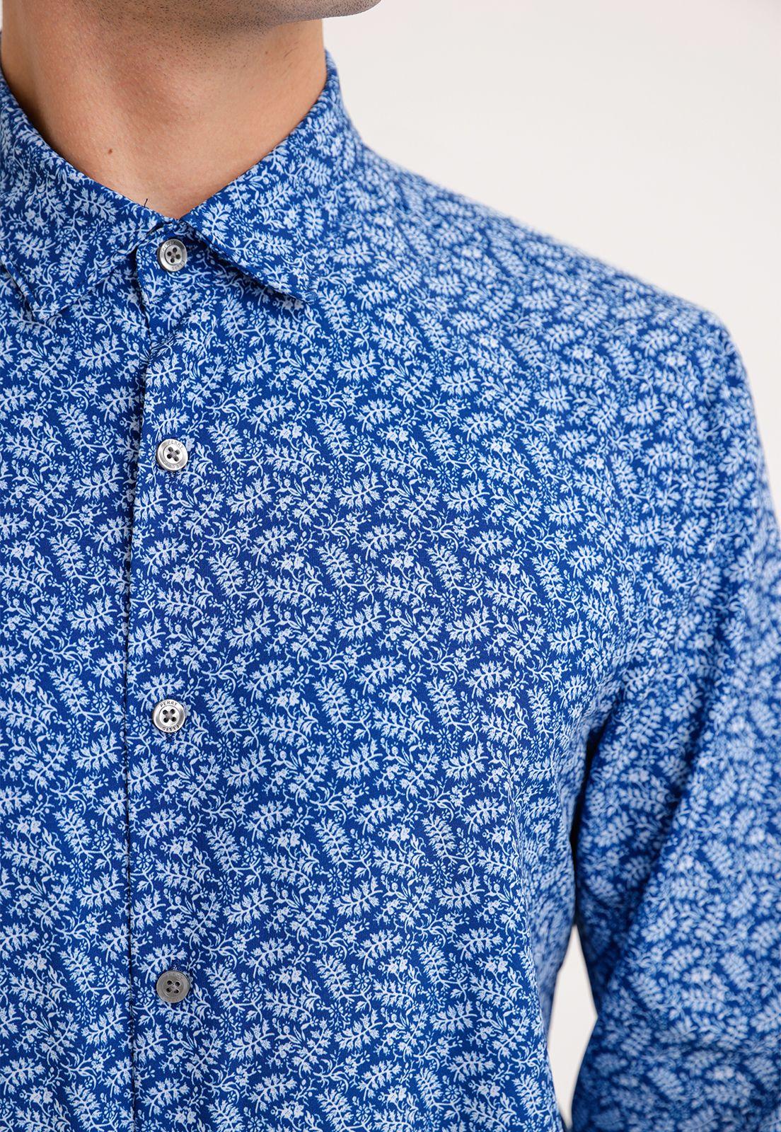 Camisa Hombre Manga Larga Stretch Azul-2