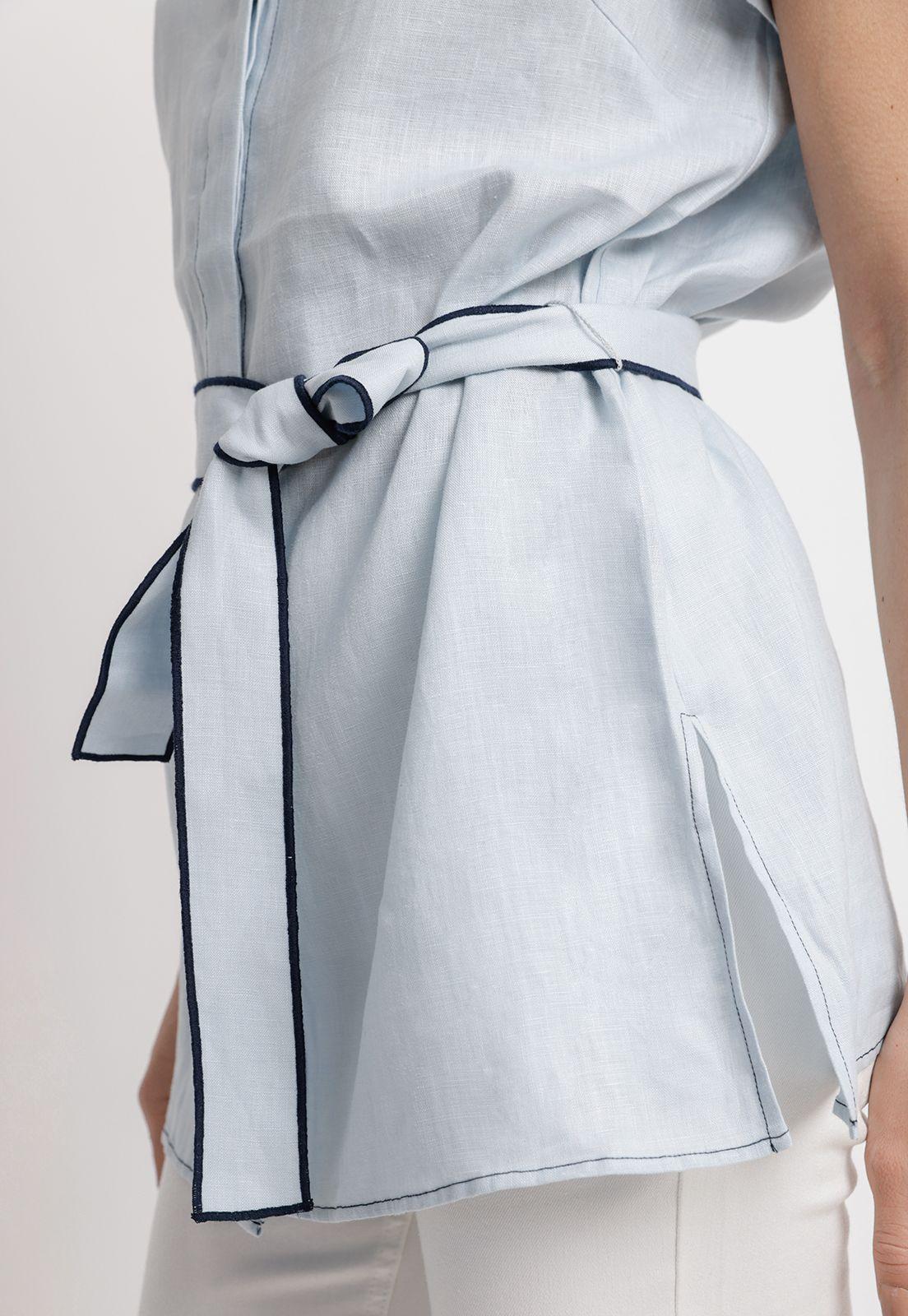 Blusa Mujer Pau Lino Celeste-2