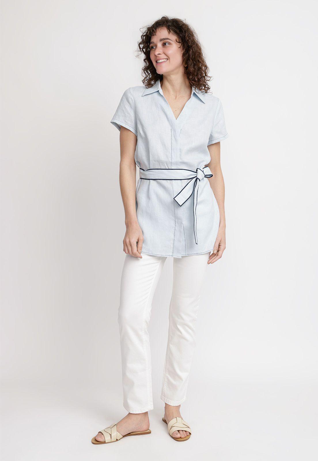 Blusa Mujer Pau Lino Celeste-3