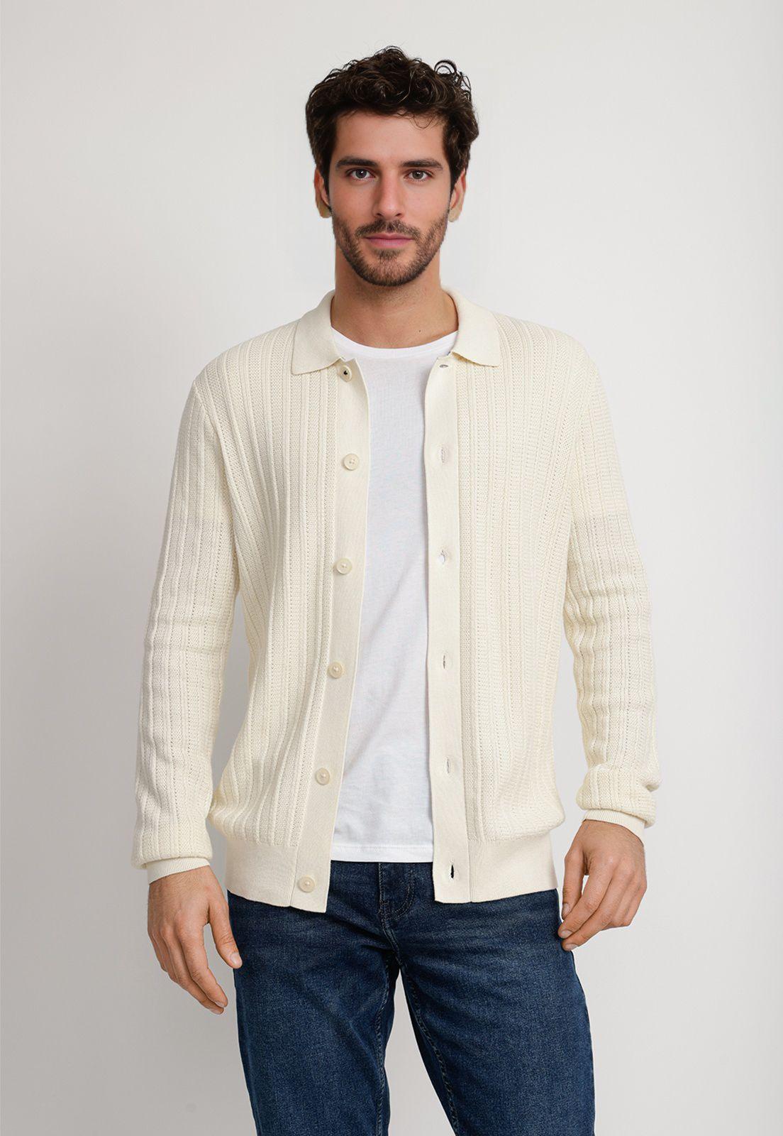 Sweater Hombre Cardigan Crudo-0