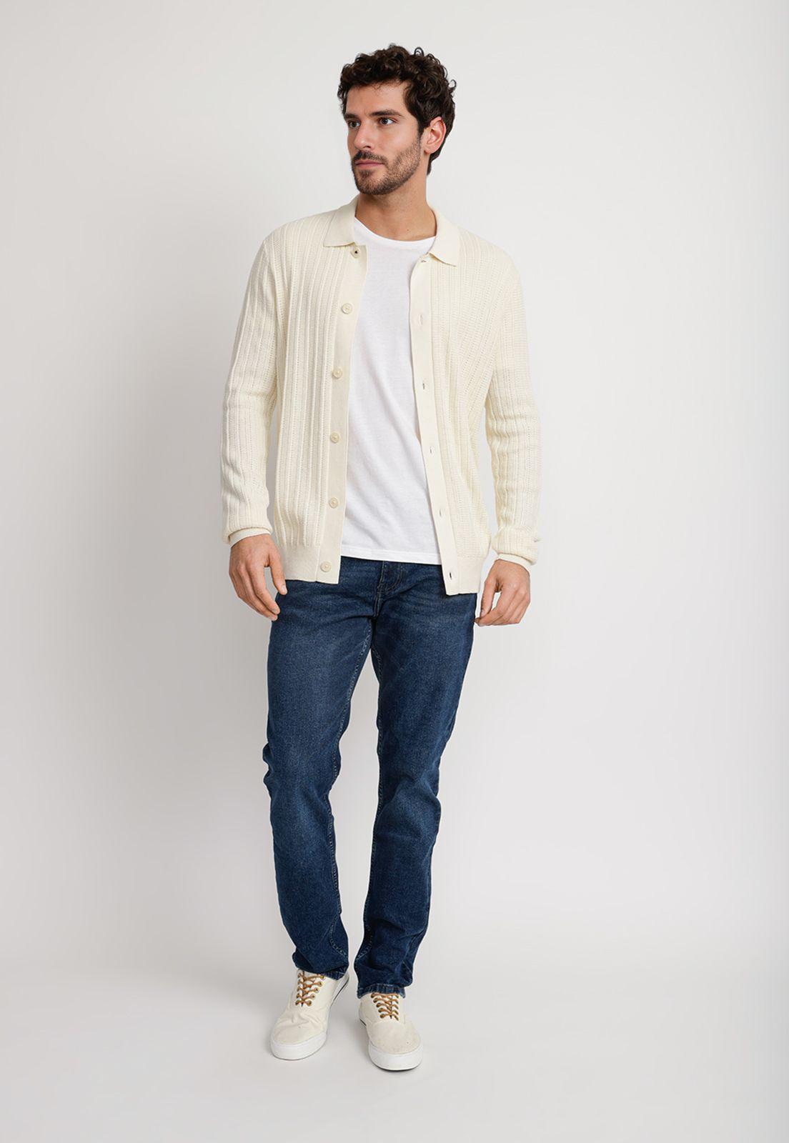 Sweater Hombre Cardigan Crudo-3