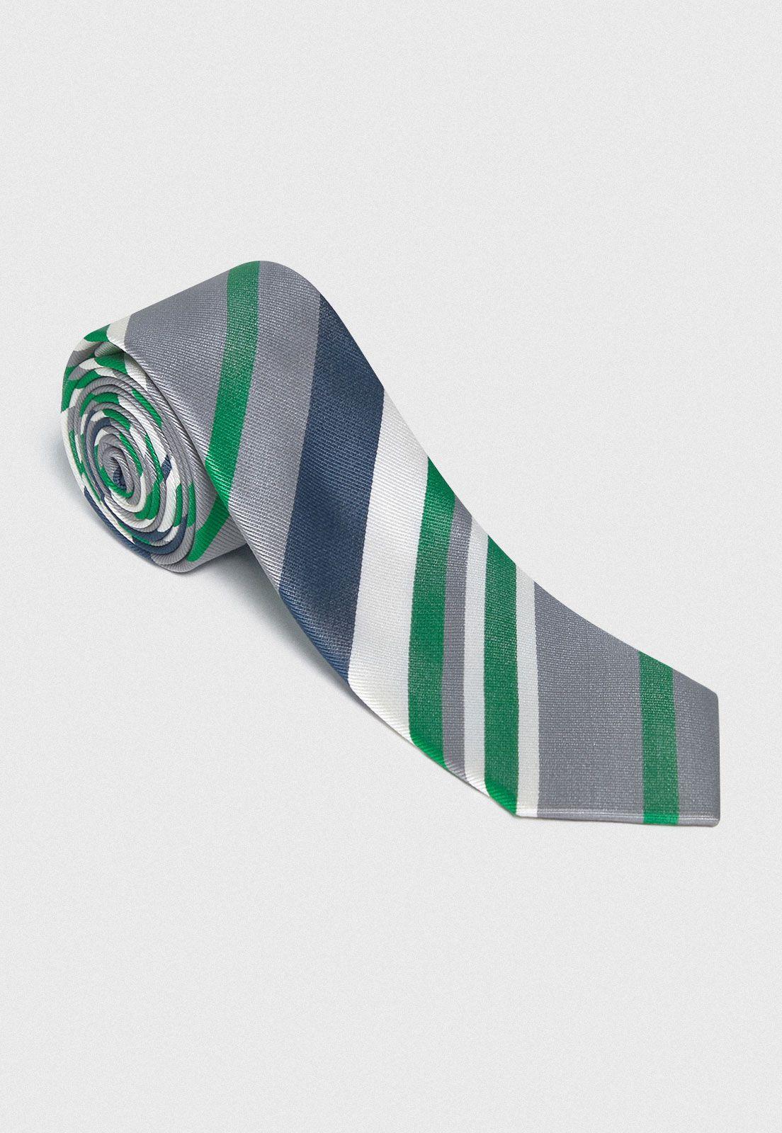 Corbata Formal Hombre Seda Rayas Executive Verde-0